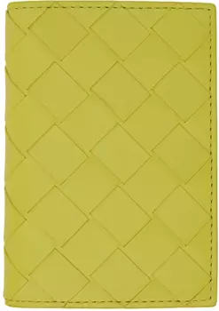 Желтая визитница Intrecciato с клапаном Bottega Veneta