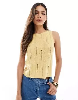 Желтая вязаная майка из букле с лесенкой ASOS DESIGN
