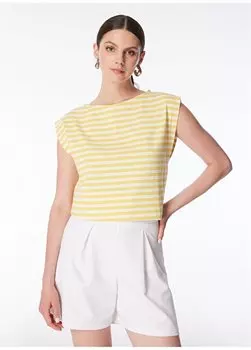 Желто-белая женская футболка с круглым вырезом 1091306 Network, желтый/белый