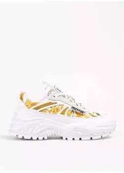 Желто-белые женские кожаные кроссовки 75VA3SVGZP321G03 Versace Jeans Couture, желтый/белый