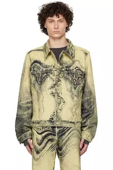 Желто-черная джинсовая куртка с искаженным принтом CAMPERLAB