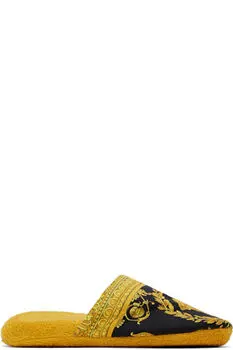 Желто-черные тапочки «I Heart Baroque» Versace Underwear