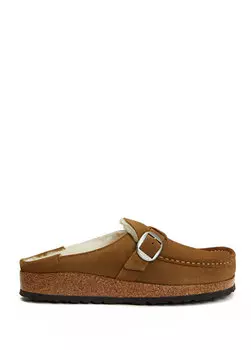 Желто-коричневые женские замшевые тапочки buckley shearling Birkenstock
