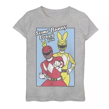 Желто-красная футболка Power Rangers для девочек 7–16 лет с рисунком «Пасха Some Bunny Loves You» Licensed Character