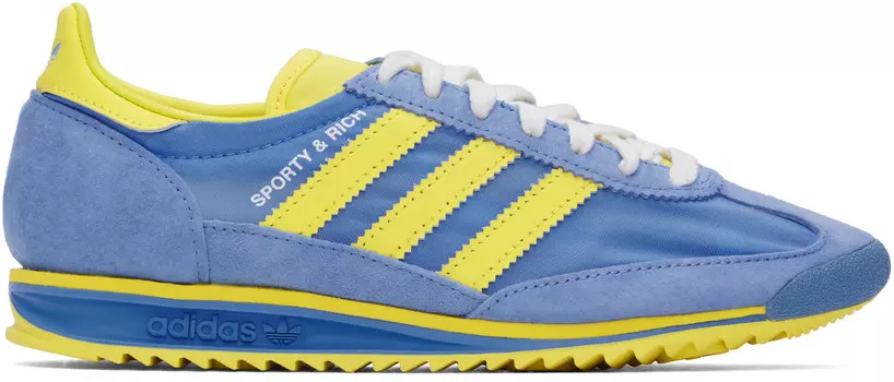 Желто-синие кроссовки Adidas Originals Edition SL72 Sporty & Rich, Real blue/Light yellow