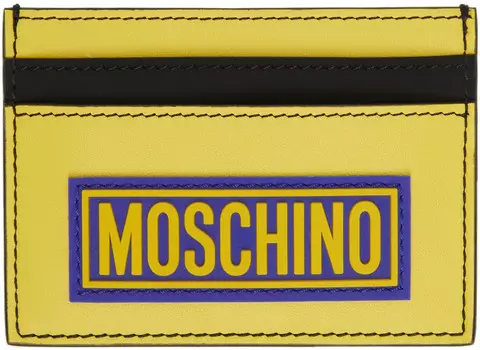 Желто-синяя двухцветная визитница Moschino