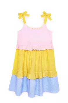 Желтое хлопковое платье в полоску Nicole Miller, желтый