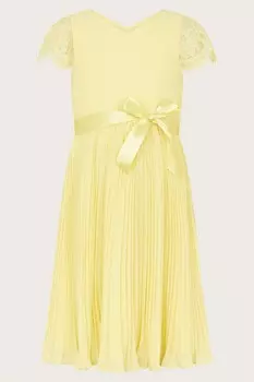 Желтое кружевное плиссированное платье Katy Monsoon, желтый