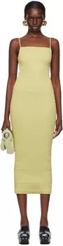 Желтое платье макси из веганской кожи Barra Nanushka