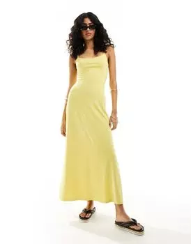Желтое платье макси с овальными бретелями на спине ASOS DESIGN