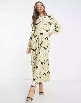 Желтое платье макси Vero Moda Aware с цветочным принтом