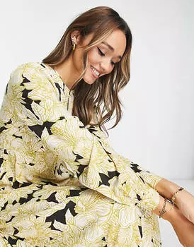 Желтое платье макси Vero Moda Aware с цветочным принтом