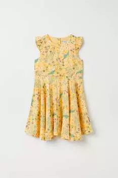 Желтое платье с цветочным принтом из натурального хлопка Polarn O Pyret, желтый