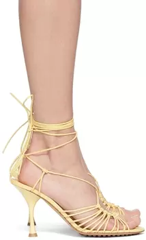 Желтые босоножки на каблуке в горошек Lagoon Bottega Veneta