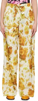 Желтые брюки с цветочным принтом Dries Van Noten