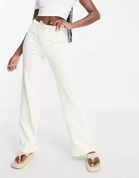 Желтые брюки в рубчик с завышенной талией ASOS DESIGN