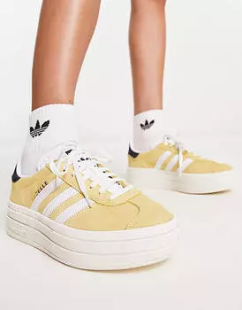 Желтые кроссовки на платформе adidas Originals Gazelle Bold