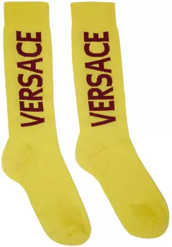 Желтые носки с логотипом Versace