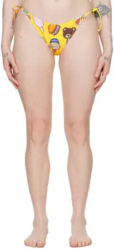 Желтые плавки бикини с принтом Moschino