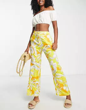 Желтые широкие брюки Urban Revivo