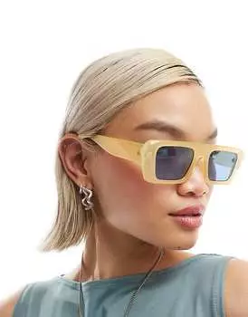 Желтые солнцезащитные очки Aire X ASOS – Apheta – в квадратной оправе с синими линзами