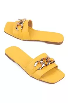 Желтые женские тапочки Capone с одной полосой и цепочкой Capone Outfitters, желтый