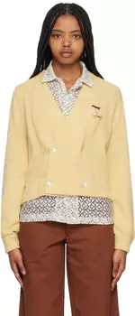Желтый двубортный кардиган Bode