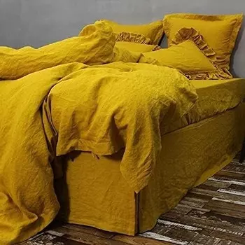 Желтый горчичный стираный пододеяльник Queen King Twin Желтый стираный пододеяльник California Пододеяльник Хлопковый пододеяльник Желтый комплект постельного белья Стираный комплект постельного белья Queen King (Twin XL) Generic, Yellow Mustard