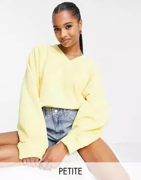 Желтый худи свободного кроя с v-образным вырезом Topshop Petite