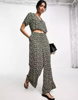 Желтый комбинезон-рубашка с цветочным принтом ASOS DESIGN 2 in 1