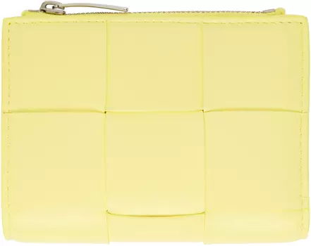 Желтый кошелек двойного сложения на молнии Bottega Veneta