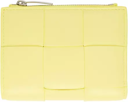 Желтый кошелек двойного сложения на молнии Bottega Veneta