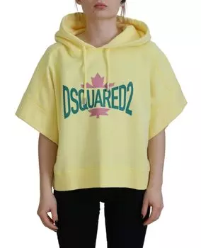 Желтый логотип с принтом хлопка с капюшоном свитер Dsquared2