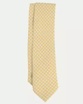 Желтый шелковый галстук с клетчатым принтом Pertegaz, желтый