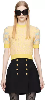 Желтый свитер Gucci с узором интарсия и узором GG