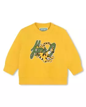 Желтый свитшот для мальчика с рисунком спереди Kenzo Kids