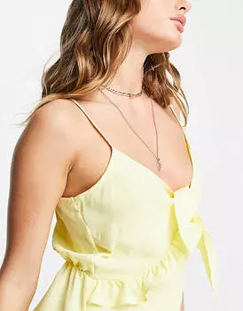 Желтый топ на бретельках с узлом спереди Vero Moda