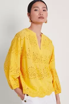 Желтый топ Serena с английской вышивкой Monsoon, желтый