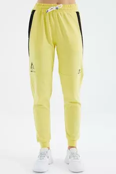 Желтый удобный женский спортивный костюм в полоску со шнуровкой TOMMYLIFE