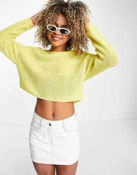 Желтый укороченный джемпер с карманом ASOS DESIGN