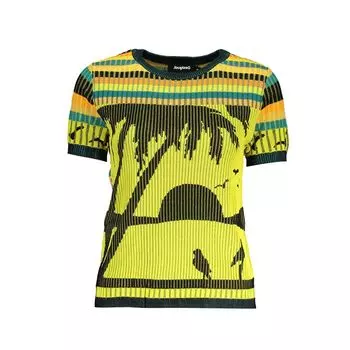 Желтый вискозный женский свитер Desigual