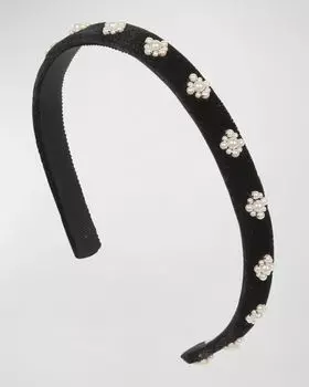 Жемчужная бархатная повязка на голову Maggie Jennifer Behr, цвет Black Pearl