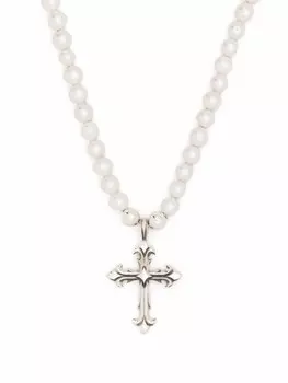 Жемчужное колье с подвеской-крестом Emanuele Bicocchi, серебряный