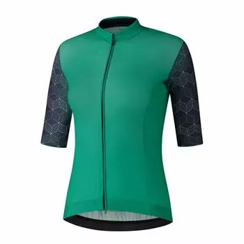Женщина из Джерси Шимано Юри SHIMANO, черный / зеленый / зеленый