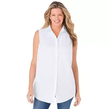 Женщина в идеальной женской рубашке без рукавов больших размеров Woman Within, белый