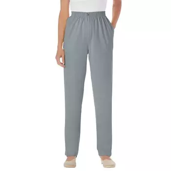 Женщина в женских 7-дневных прямых джинсах больших размеров для миниатюрных женщин Woman Within, цвет Gunmetal