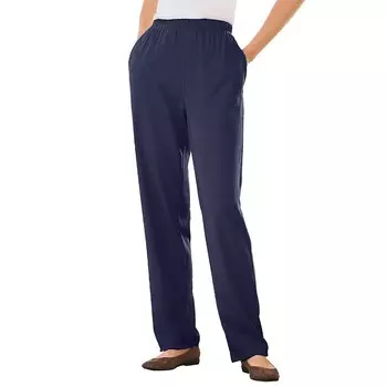 Женщина в женских 7-дневных вязаных брюках прямого кроя больших размеров для высоких Woman Within, темно-синий
