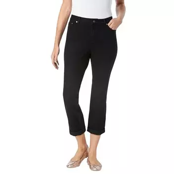 Женщина в женских эластичных джинсах больших размеров для высоких девушек Woman Within, цвет Black Denim