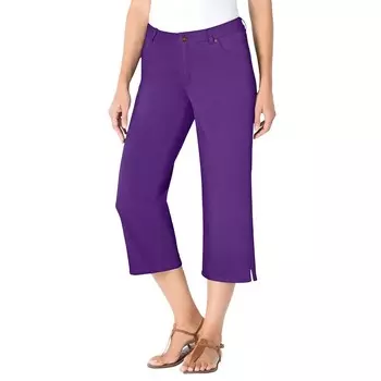 Женщина в женских эластичных джинсах-капри больших размеров для миниатюрных женщин Woman Within, цвет Purple Orchid