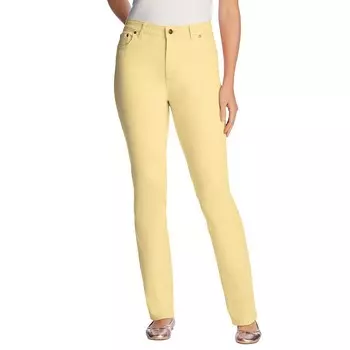 Женщина в женских эластичных джинсах прямого кроя больших размеров для высоких размеров Woman Within, цвет Banana
